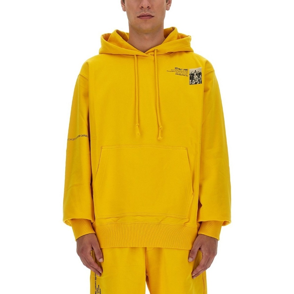 Helmut Lang Hoodie Adult Medium M Taxi Yellow New York City NYC Postcard Cotton